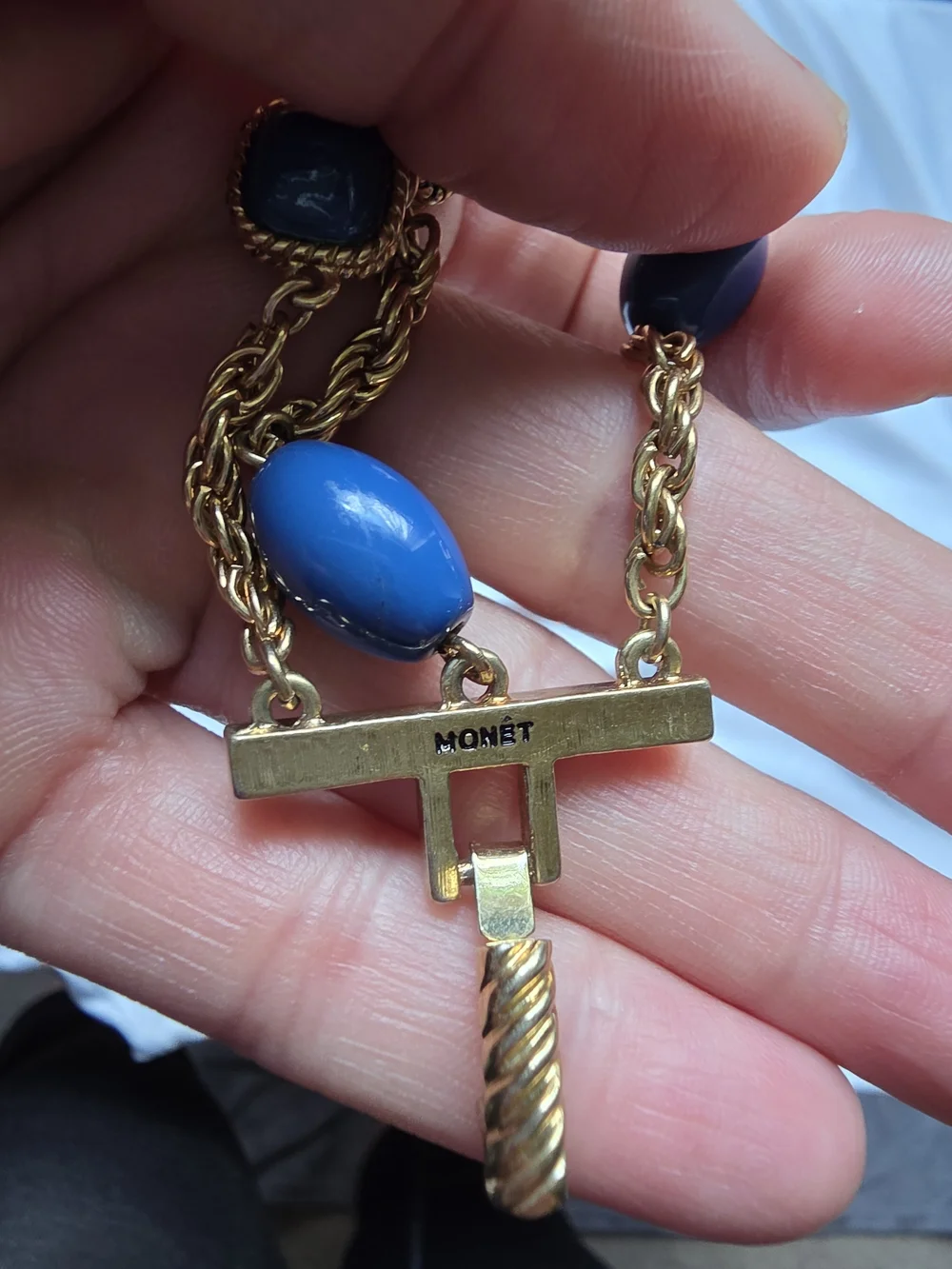 Monet Chain Bracelet with Bright Blue Stones and Earrings Set